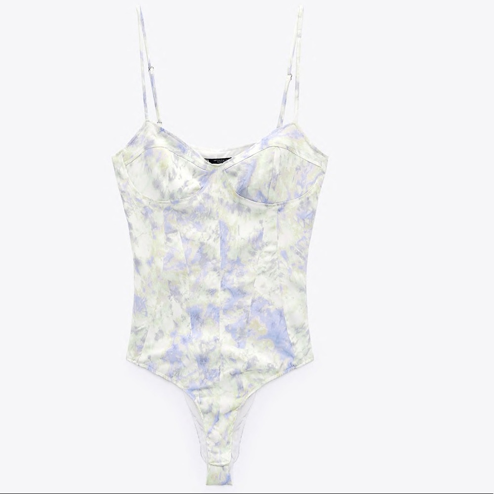 NWT ZARA TIE DYE BUSTIER BODYSUIT Size L